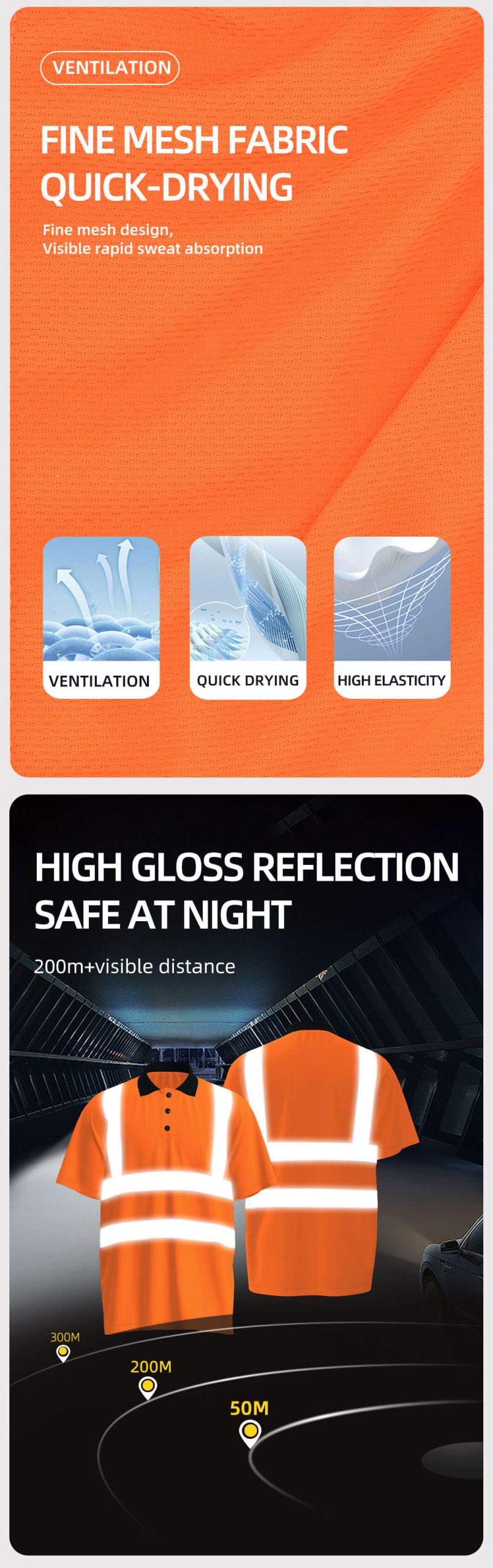 Quick-drying breathable high-visibility long and short-sleeved POLO shirts4