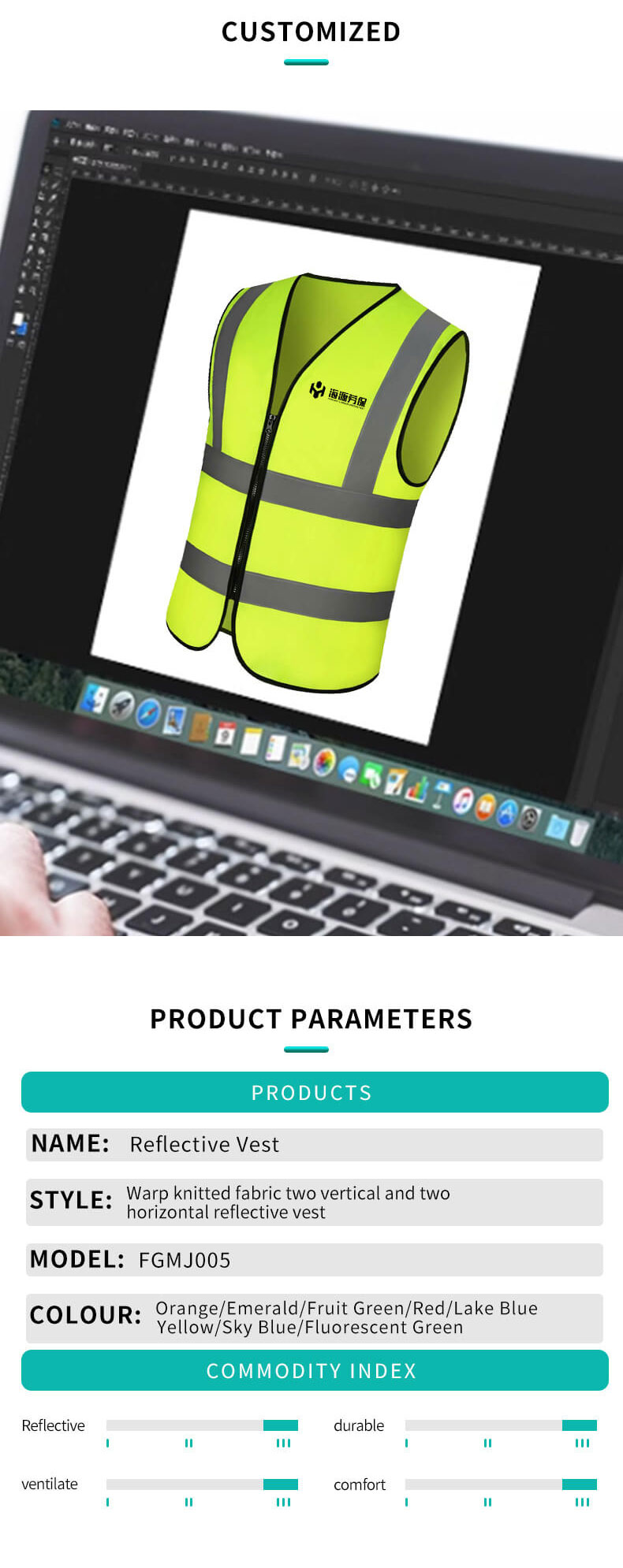 Two vertical and two horizontal high visual workwear vest9