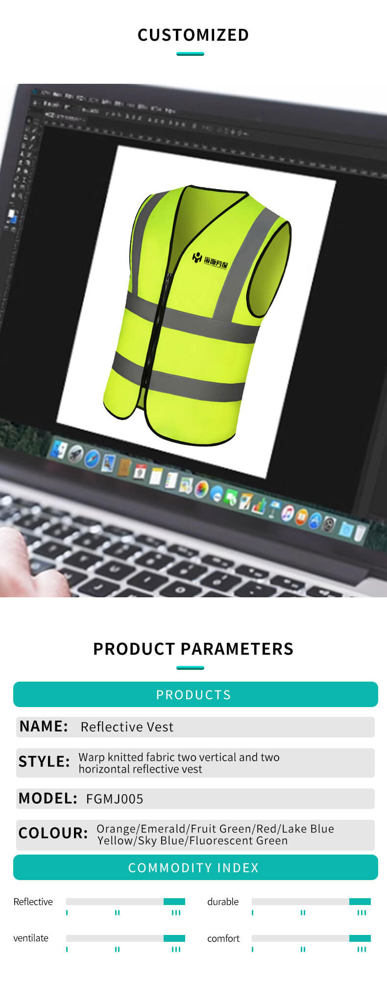 Two vertical and two horizontal high visual workwear vest9