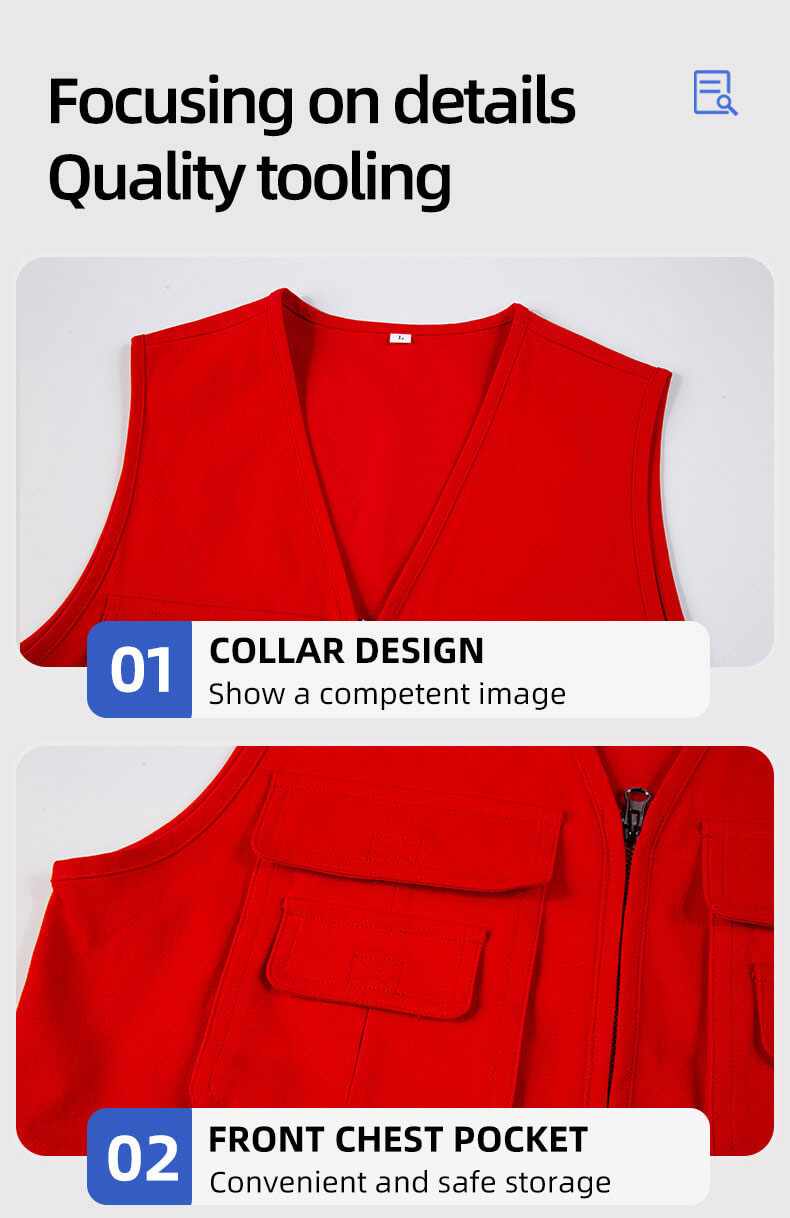 Pure cotton copper zipper work vest12