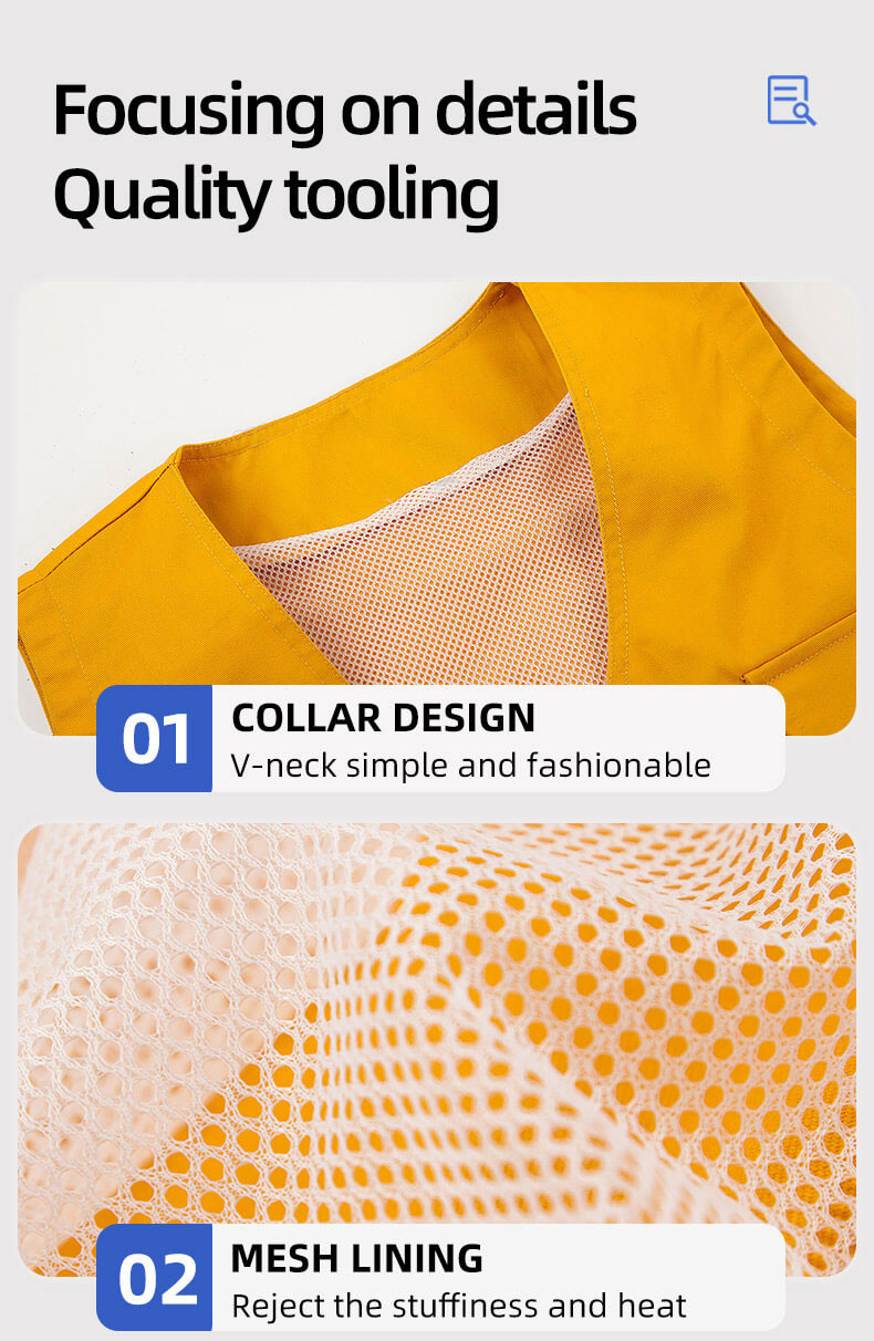 Concealed button solid color mesh work vest12