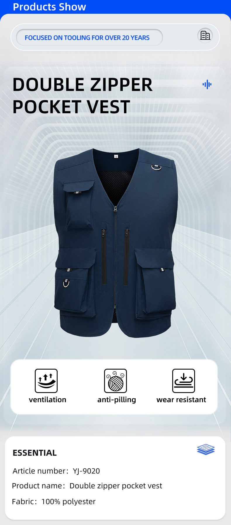 Waterproof zippered large pocket work vest6