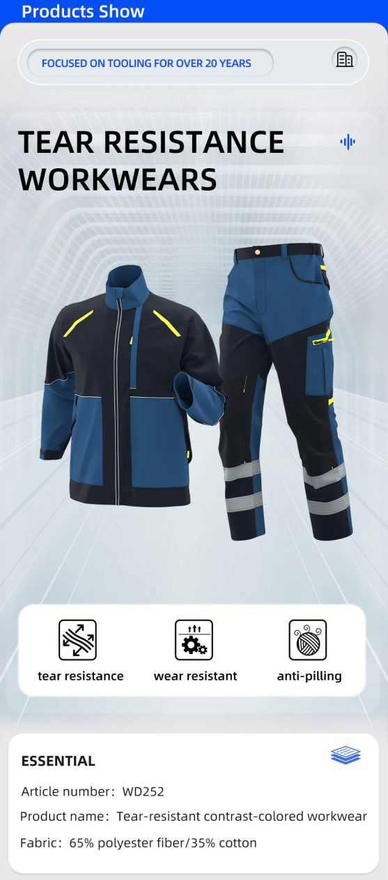 China Spring and Autumn Anti-Rip Work Clothes Men’s Wear-Resistant Miner Construction Worker Uniforms Printing Customized