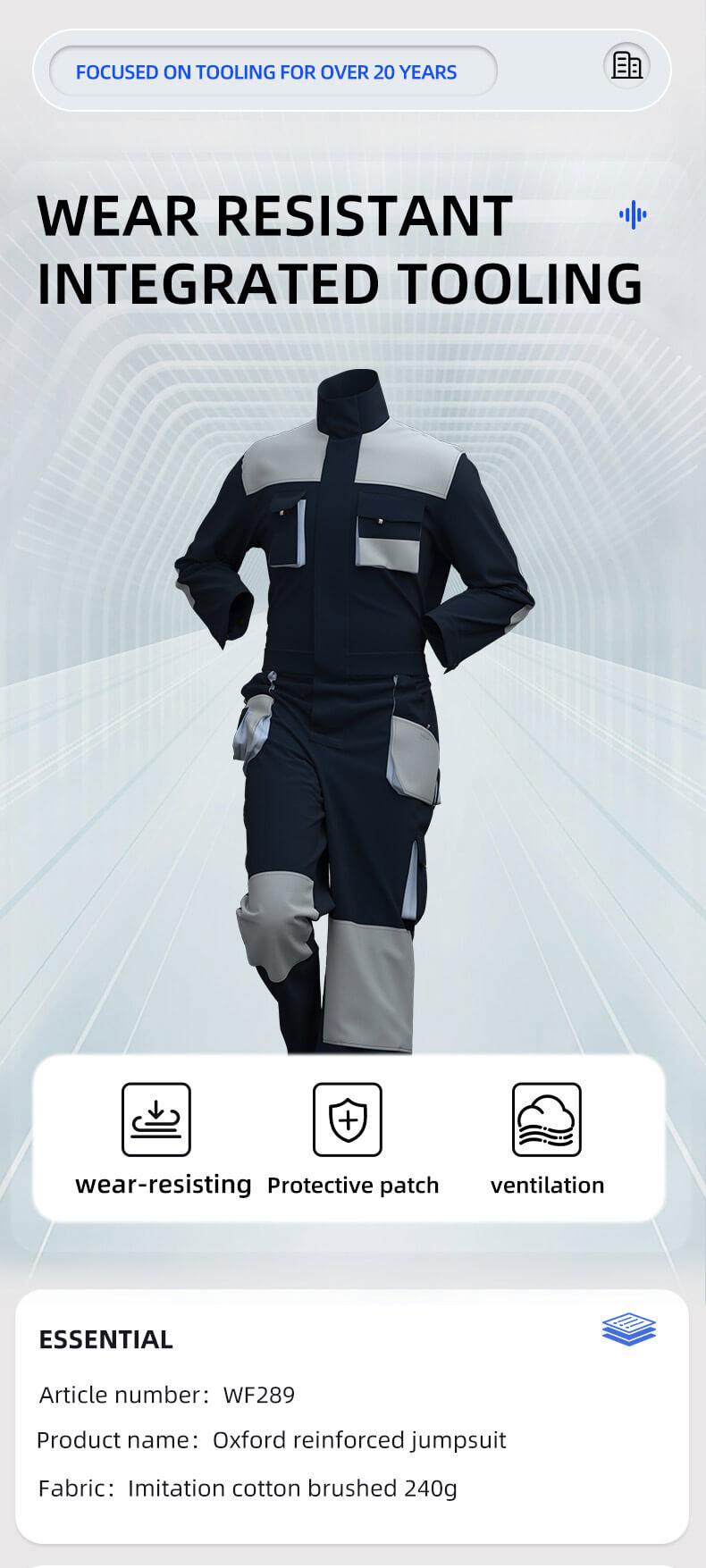 Multi-pocket Oxford Canvas Reinforced Coveralls