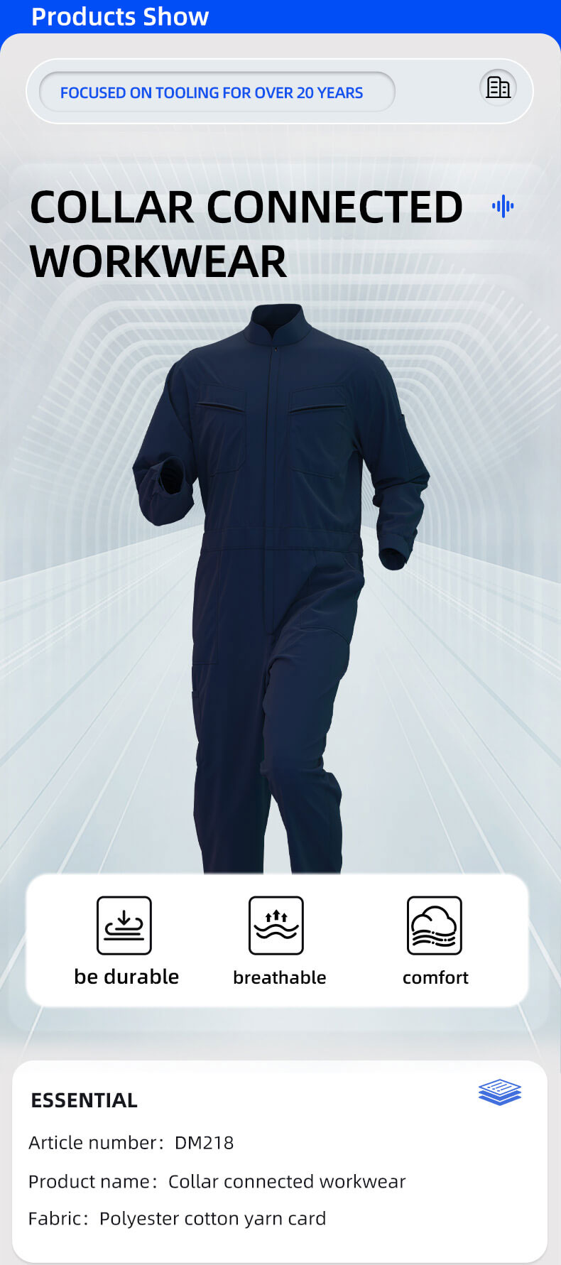 Polyester-cotton stand-up collar coveralls4