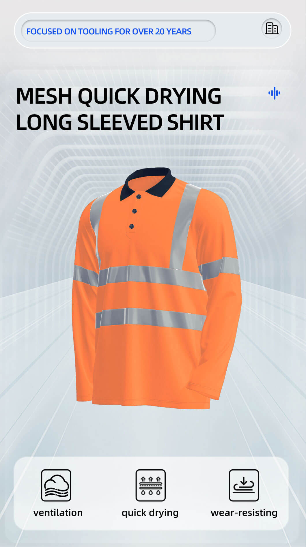 Summer quick-drying long-sleeved high-visibility lapel POLO shirt2