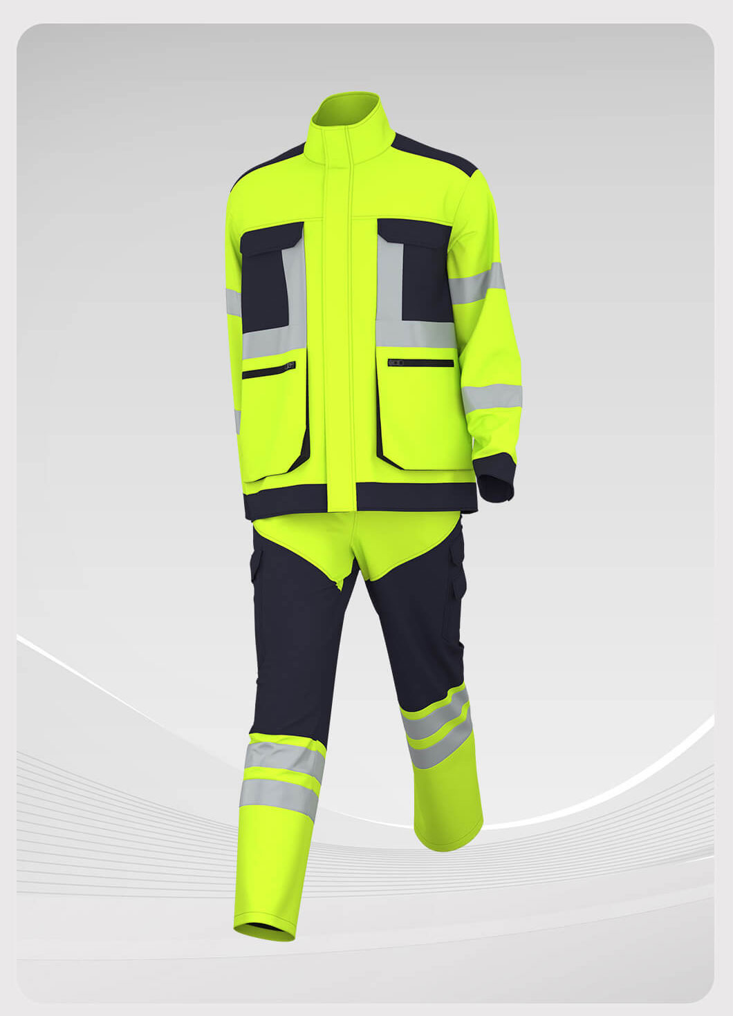 Winter high-visibility waterproof cold-proof fleece work clothes suit6