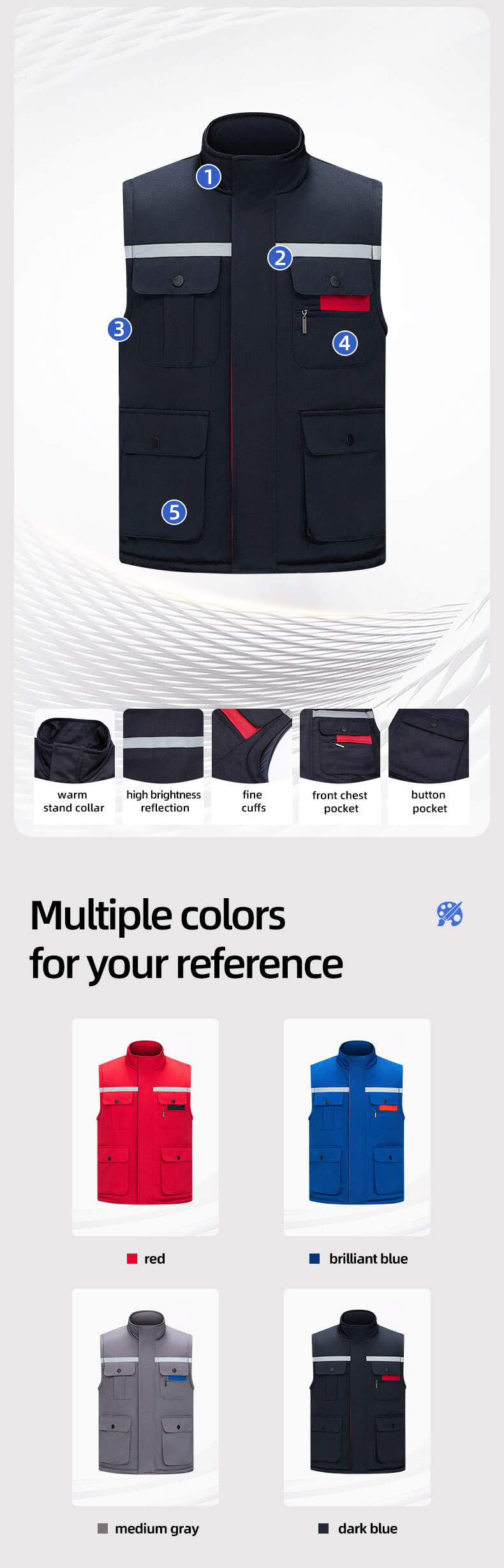 Winter high visibility warm work vest10