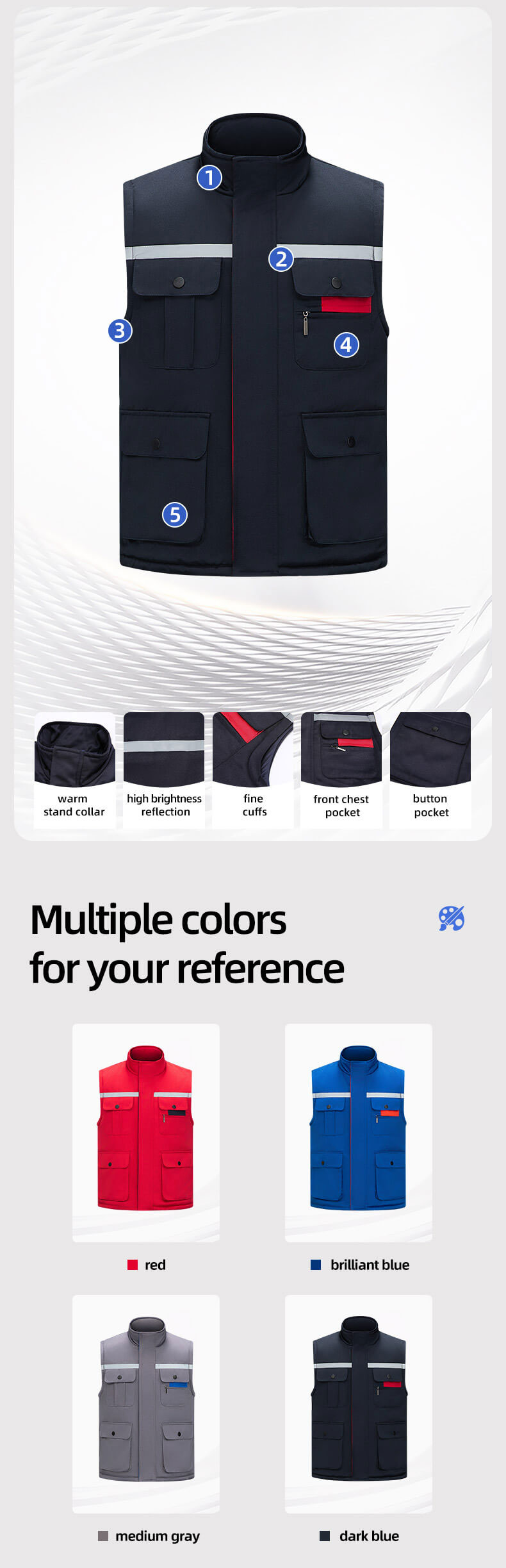 Winter high visibility warm work vest10