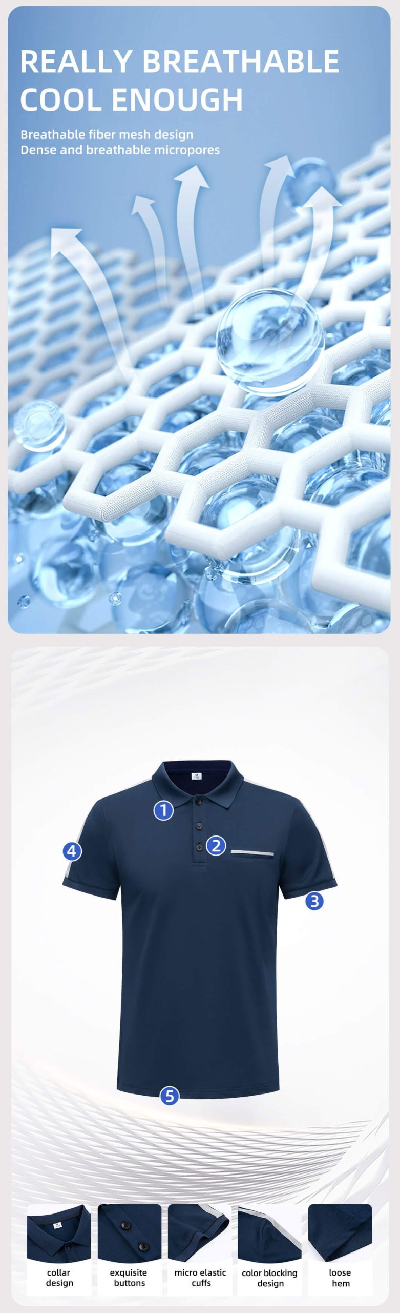 Stand collar quick-drying work T-shirt2