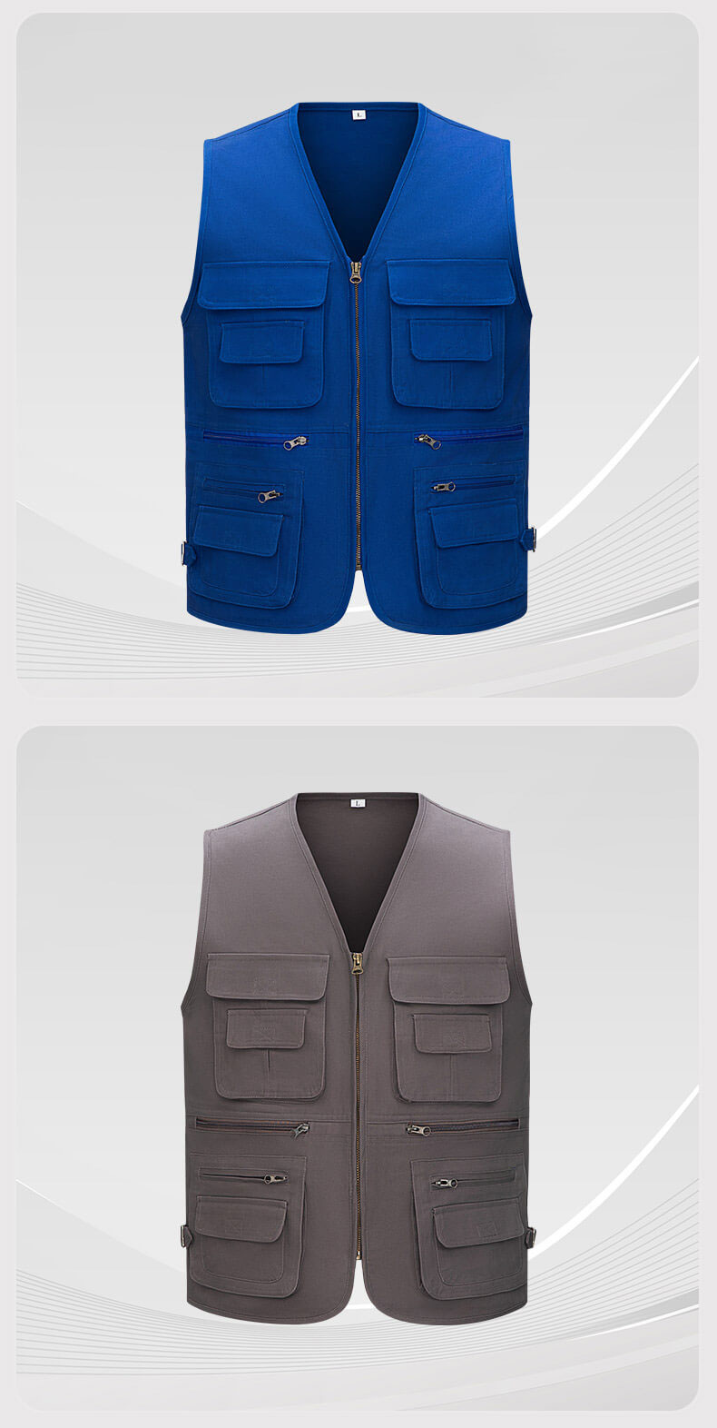 Pure cotton copper zipper work vest10