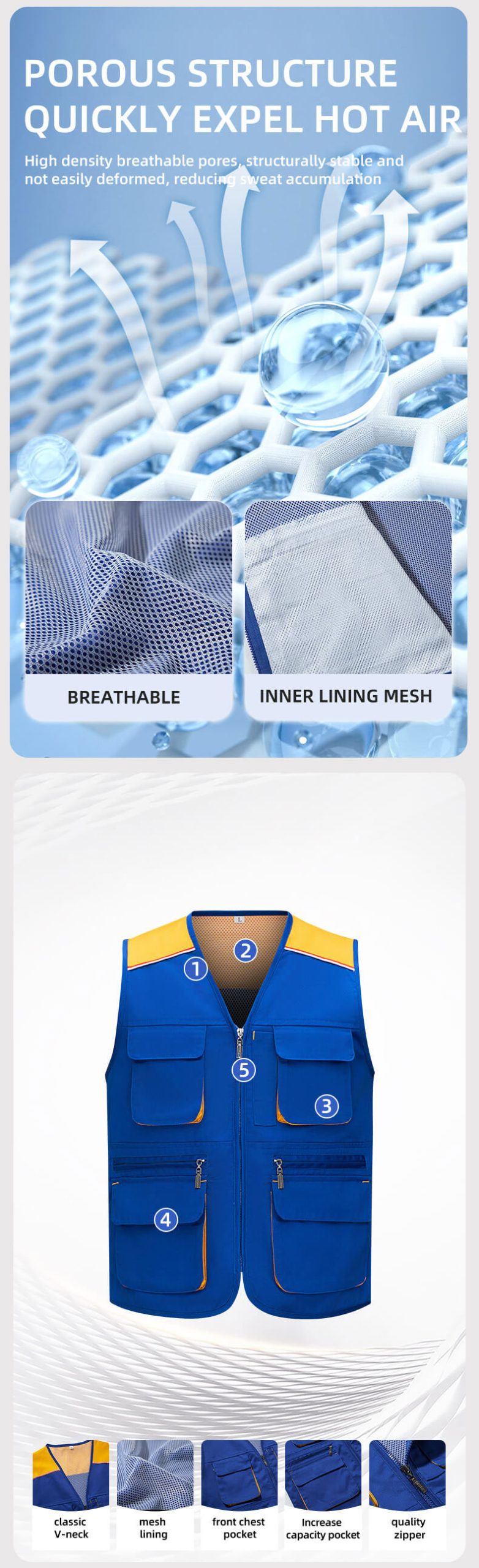 Colorblock Mesh Work Vest8