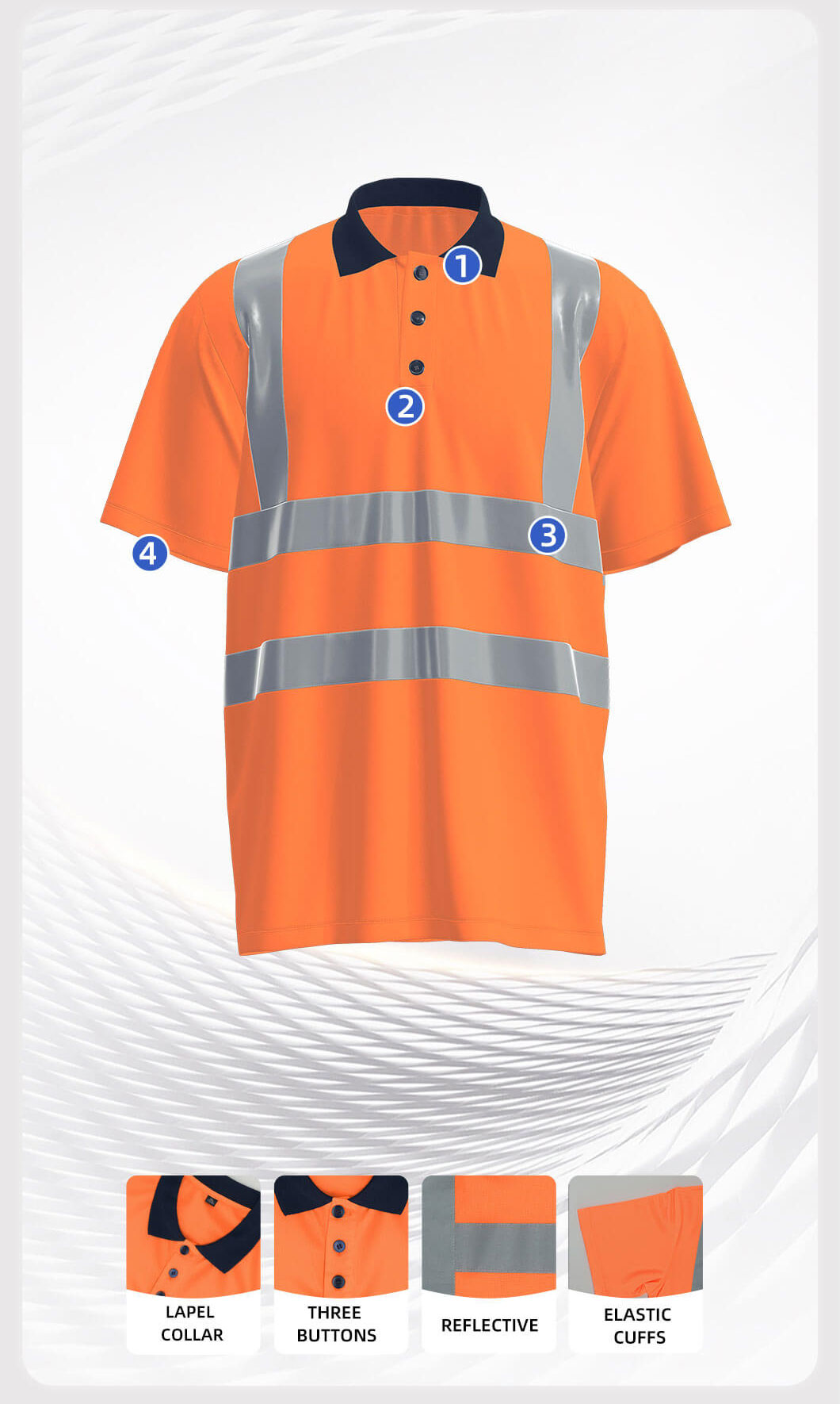 Quick-drying breathable high-visibility long and short-sleeved POLO shirts5