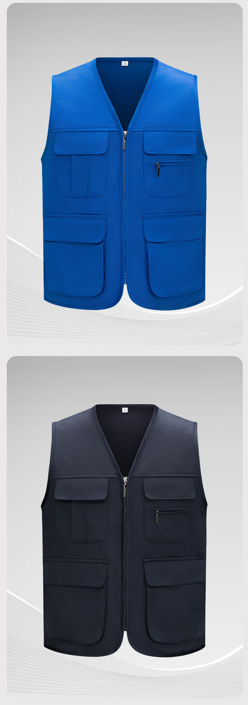 Solid Color Zipper Pocket Work Vest13