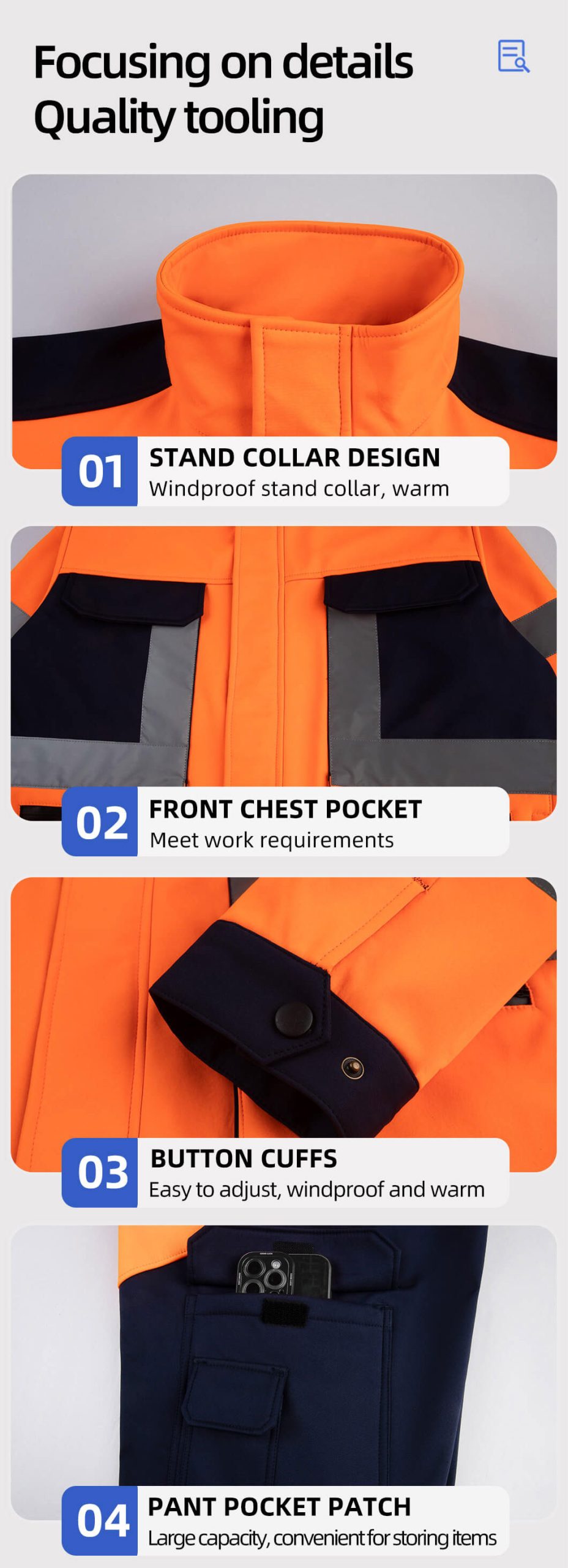 Winter high-visibility waterproof cold-proof fleece work clothes suit8