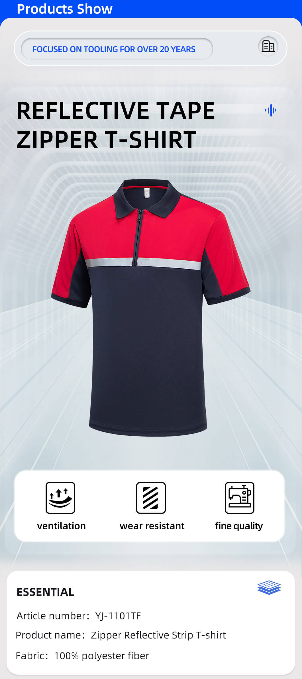 High Visibility Zipper Quick Dry Workwear T-shirt