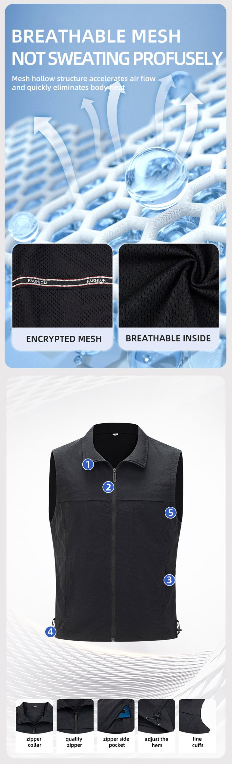 Matte cloth emergency management solid color vest7