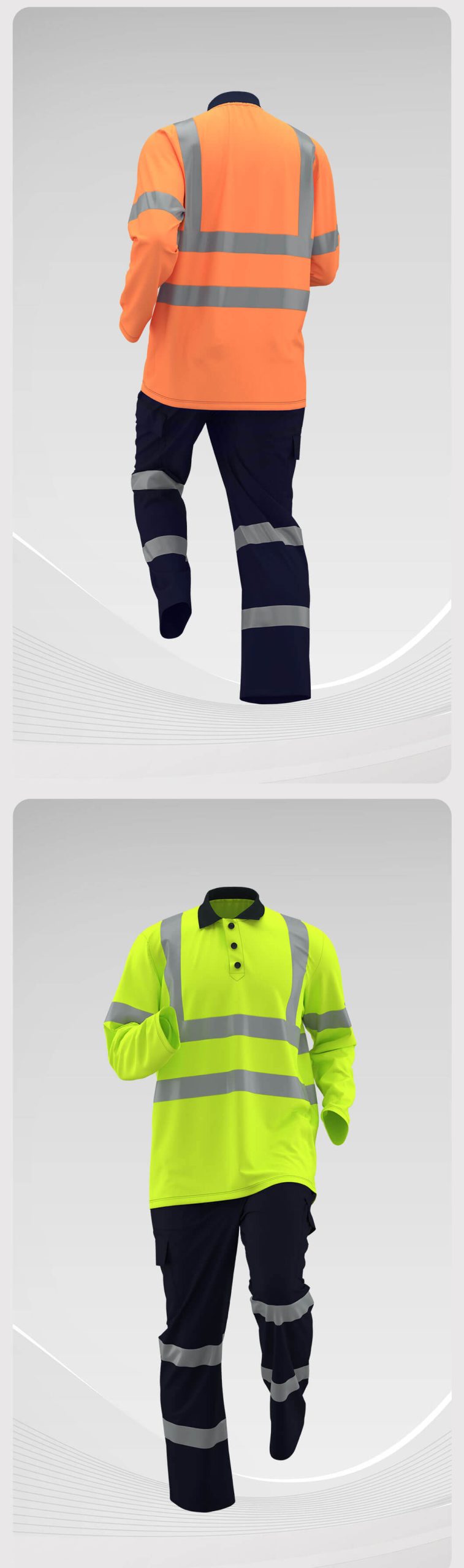 Quick-drying Long-sleeved High-visibility Solid Color Lapel POLO Shirt Suit6