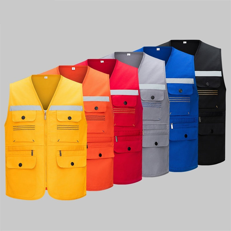 High-visibility topstitched work vest
