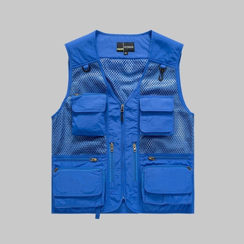 Mesh vest with three-dimensional pockets (detachable at the back)