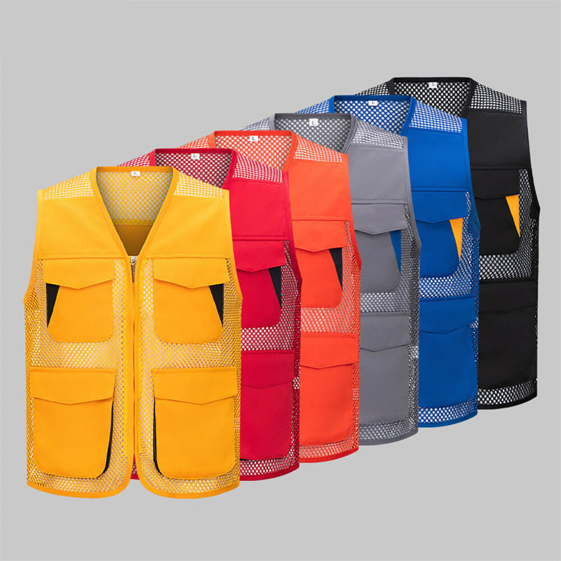 Multifunctional Colorblock Mesh Work Vest