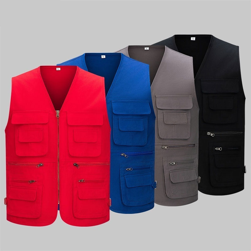 Pure cotton copper zipper work vest