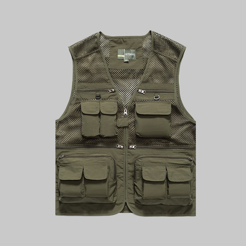 Summer mesh three-dimensional pocket work vest