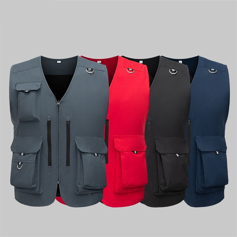 Waterproof zippered large pocket work vest