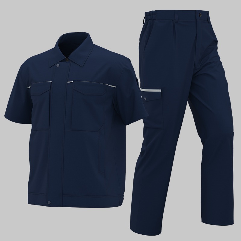 Short-sleeved sweat-wicking anti-static shirt work clothes suit