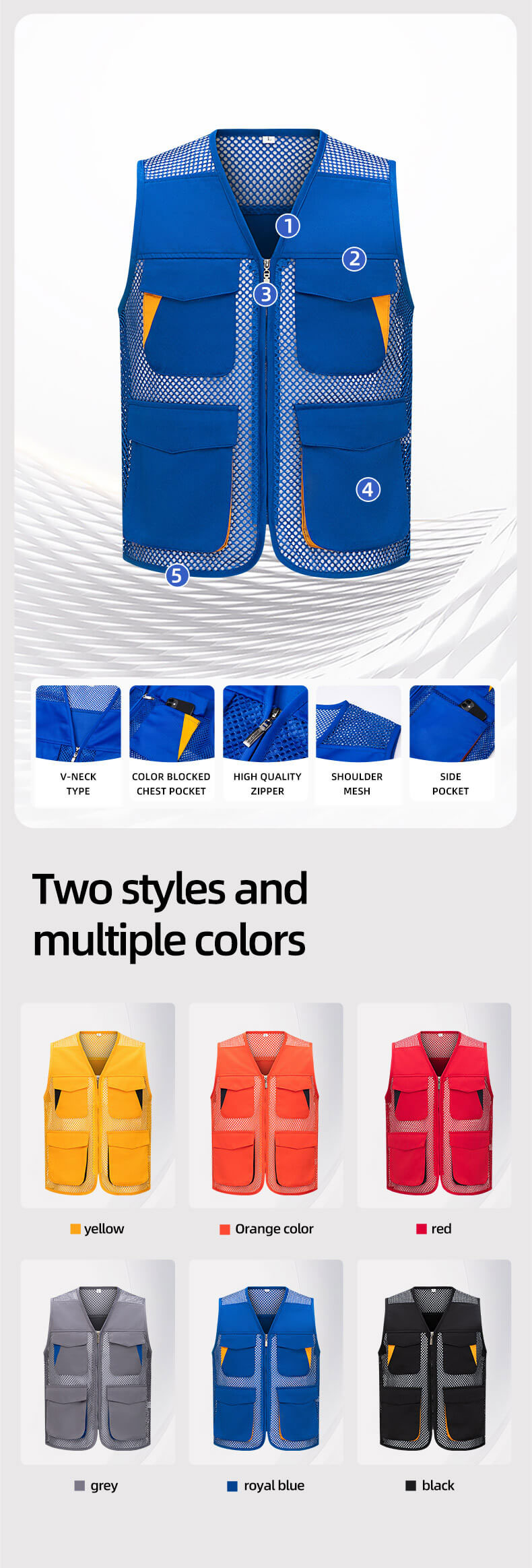 Multifunctional Colorblock Mesh Work Vest8