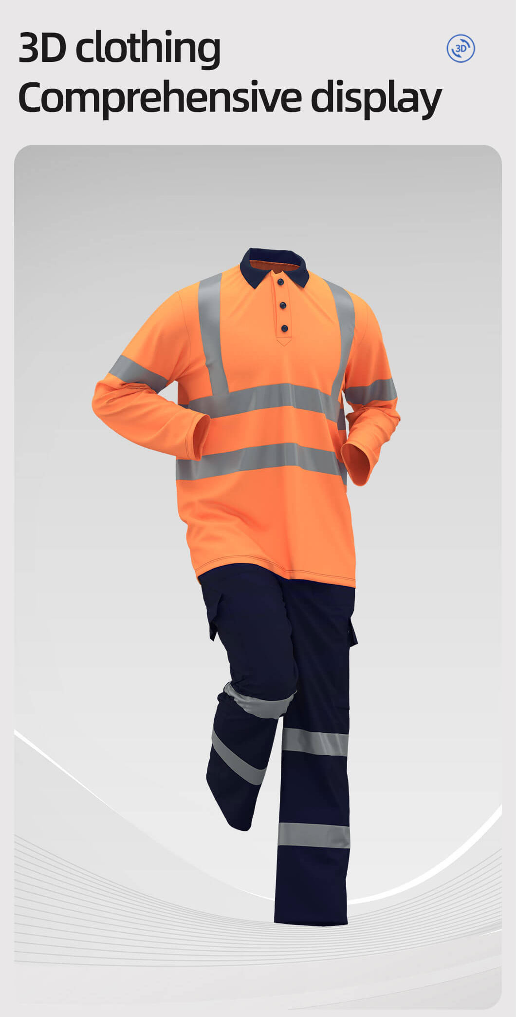 Quick-drying Long-sleeved High-visibility Solid Color Lapel POLO Shirt Suit5