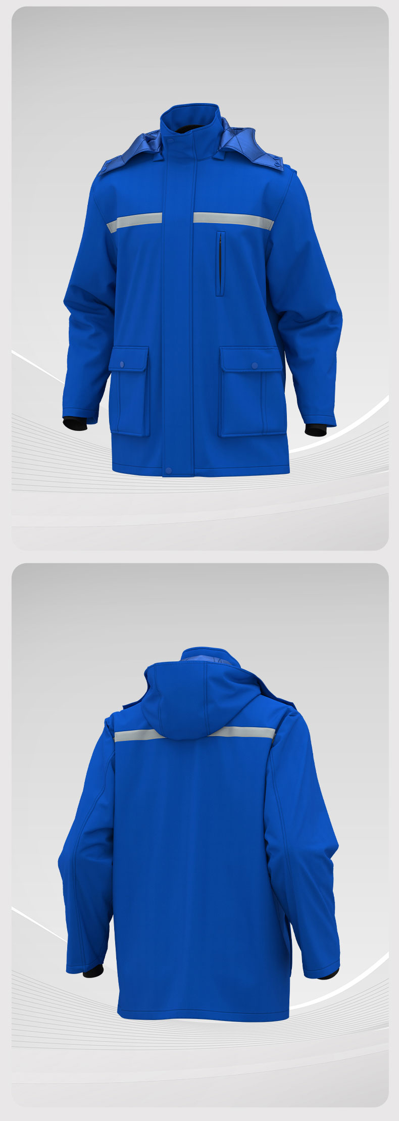 Detachable Wide High Visibility Mid-Length Winter Work Jacket5