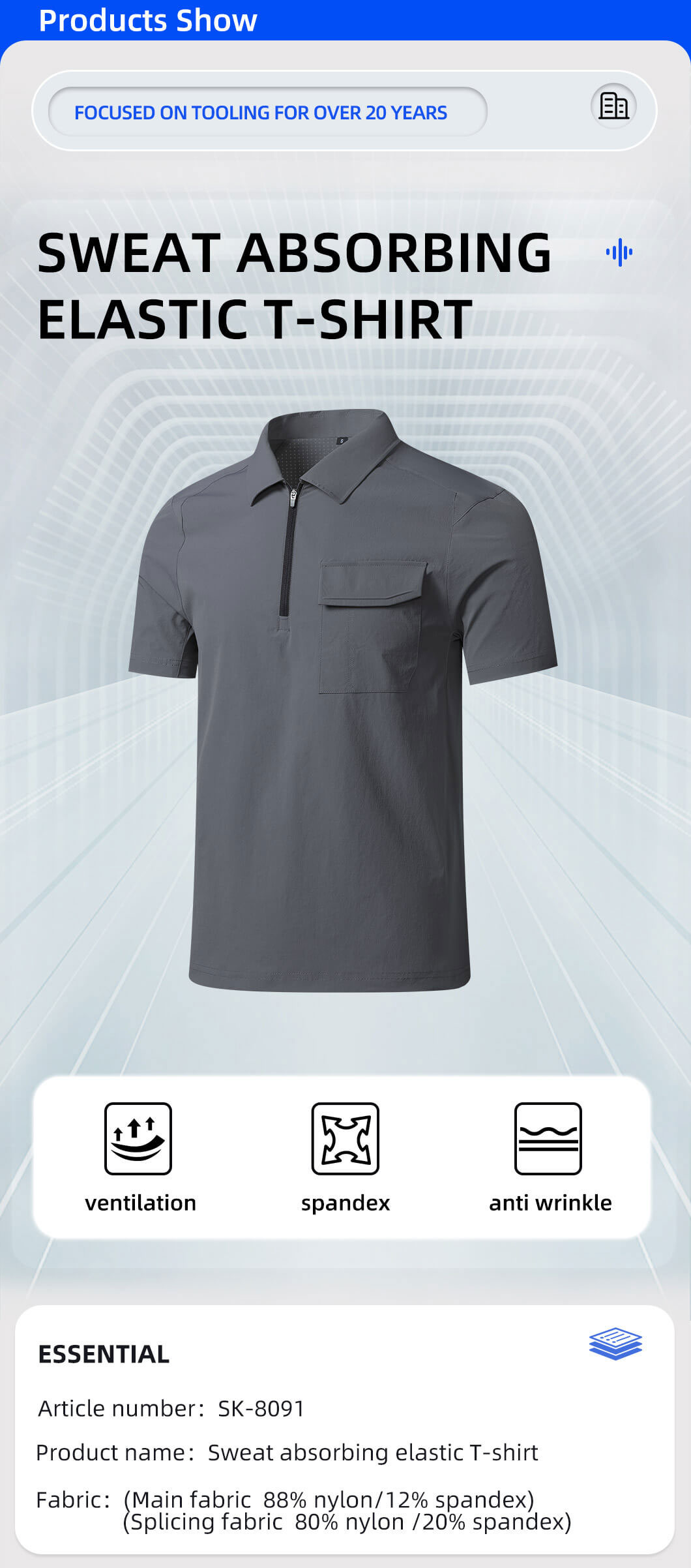 Stretch quick-drying workwear T-shirt