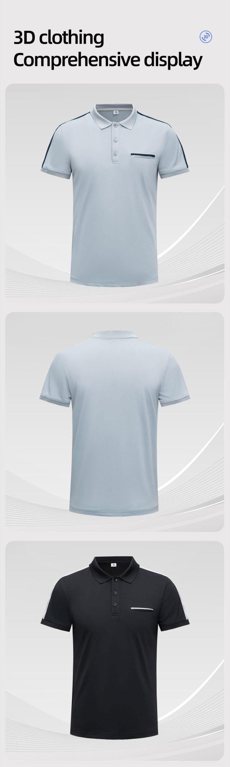 Stand collar quick-drying work T-shirt4