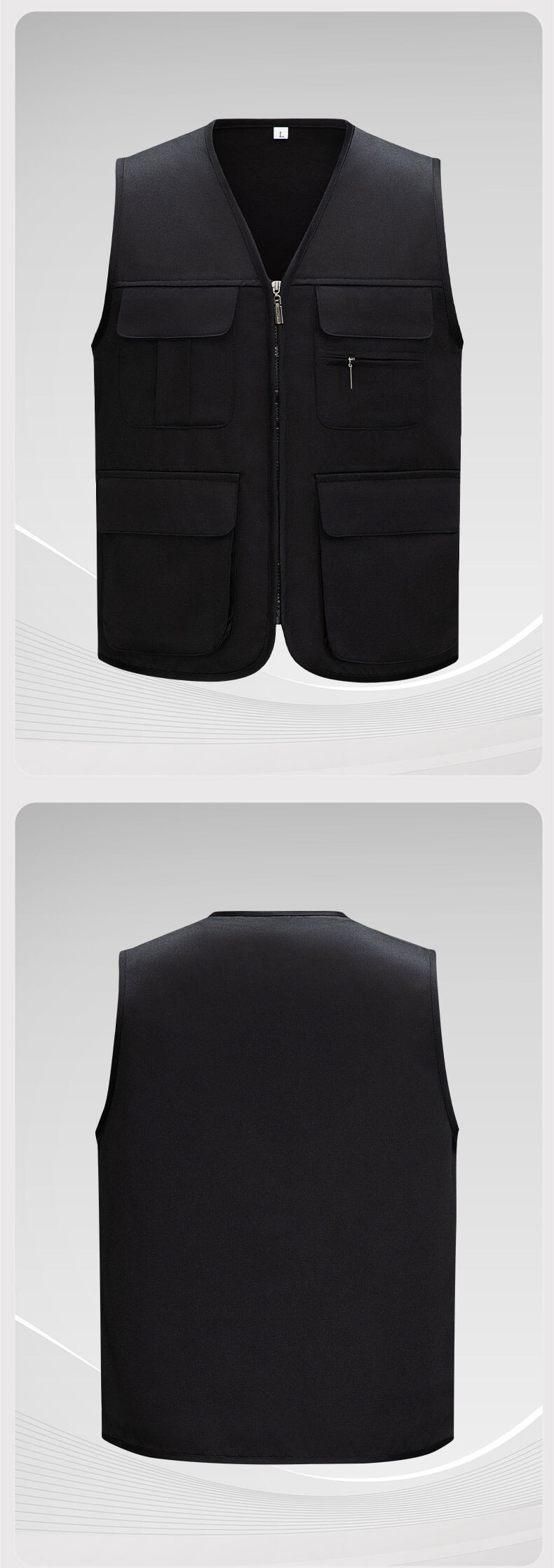 Solid Color Zipper Pocket Work Vest14