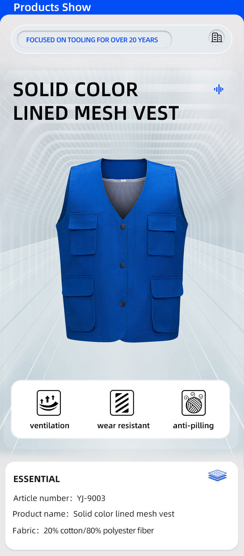 Concealed button solid color mesh work vest6