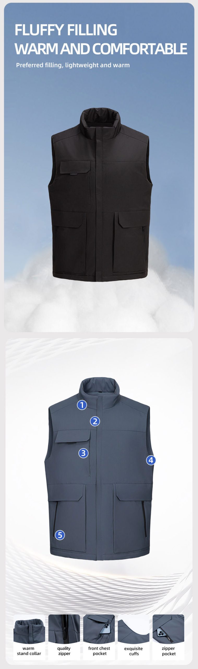 Winter waterproof down work vest2