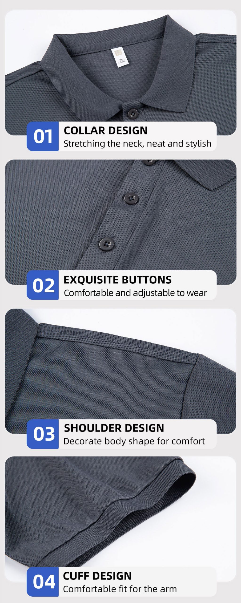 Breathable quick-drying solid color work T-shirt7