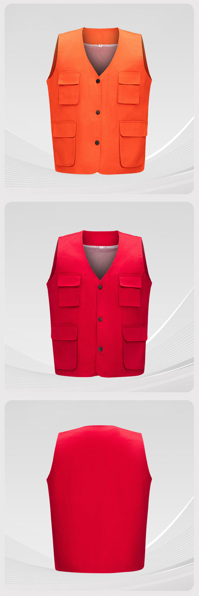 Concealed button solid color mesh work vest11