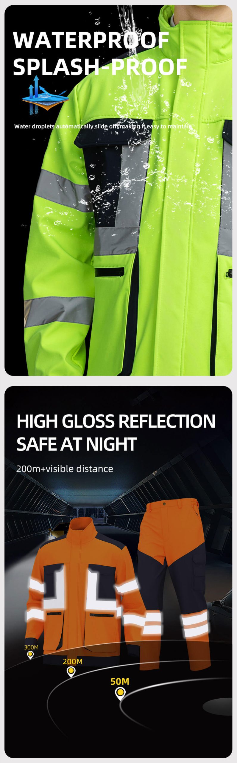 Winter high-visibility waterproof cold-proof fleece work clothes suit3
