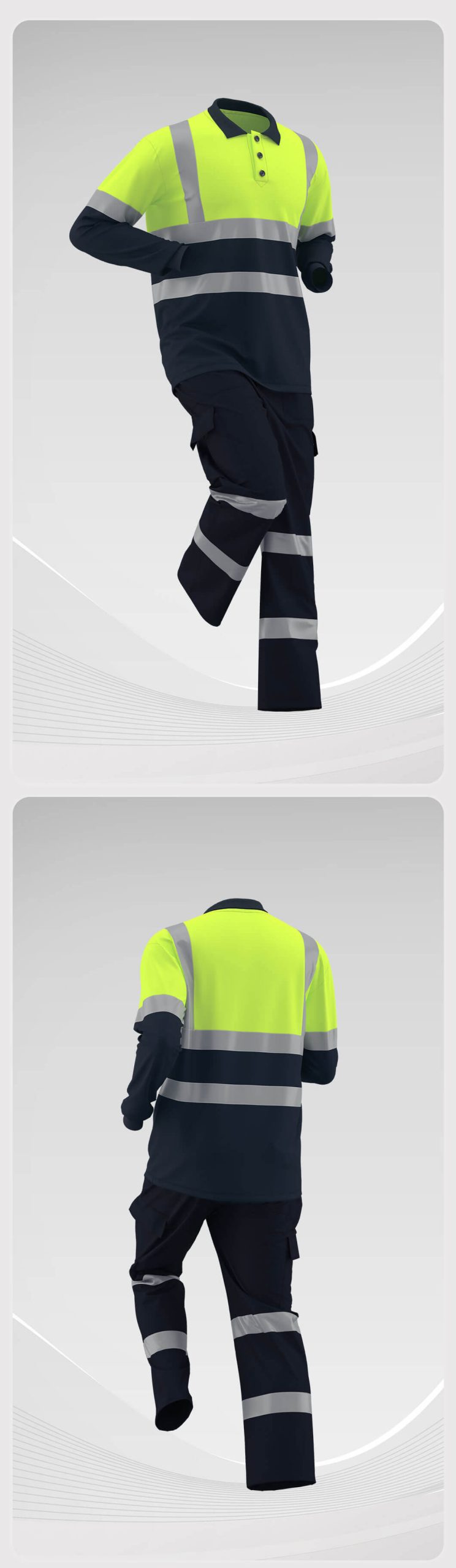 Quick-drying long-sleeved high-visibility polo suit6