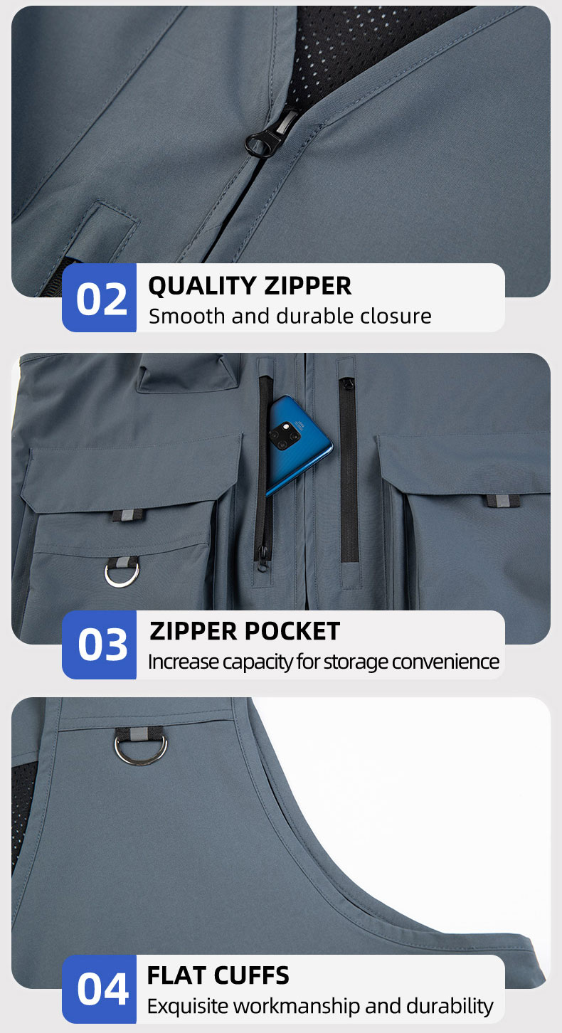 Waterproof zippered large pocket work vest13