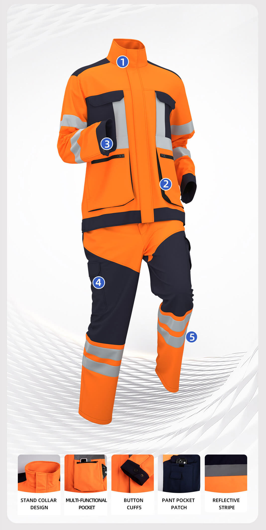 Winter high-visibility waterproof cold-proof fleece work clothes suit4
