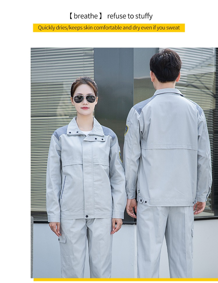 Cotton grid high quality anti-static clothing – spring autumn long sleeves6