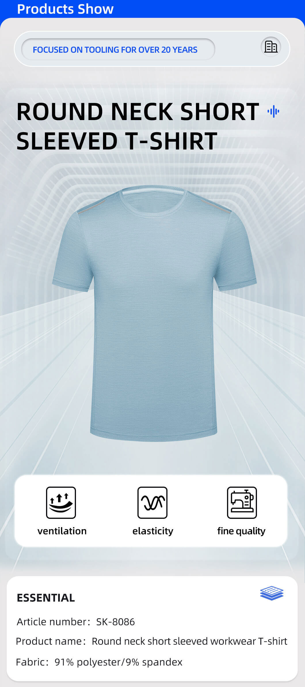 High-visibility crew neck short-sleeved workwear T-shirt