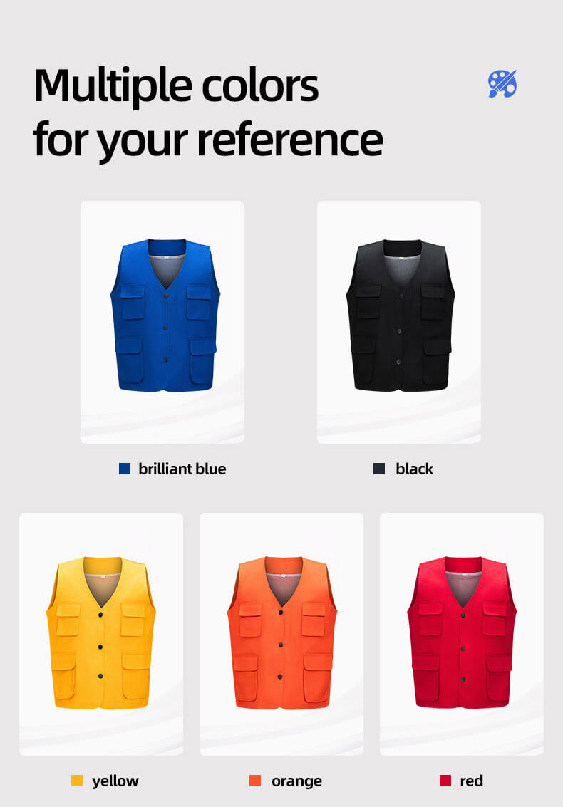 Concealed button solid color mesh work vest9