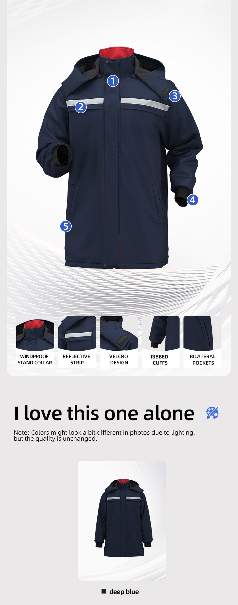 High Visibility One-piece Mid-Length Cotton Jacket3