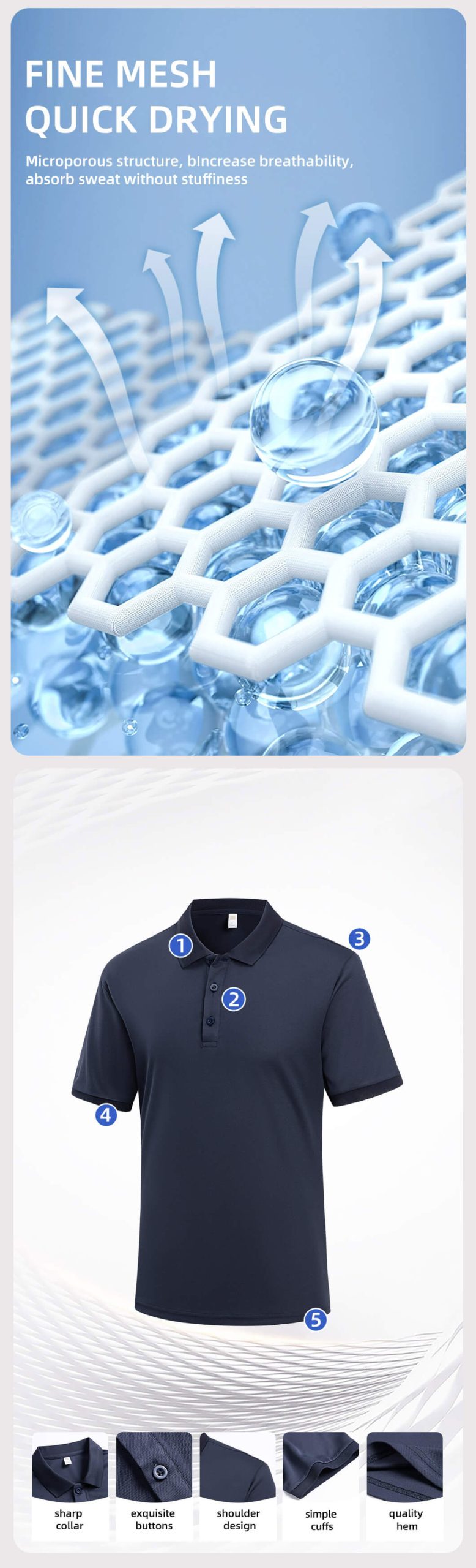 Breathable quick-drying solid color work T-shirt2