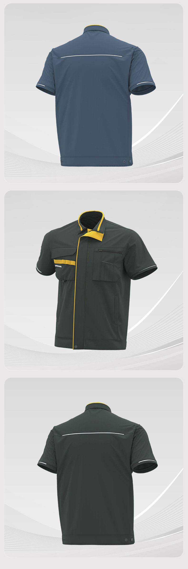 Summer short-sleeved moisture-wicking stretch work clothes6