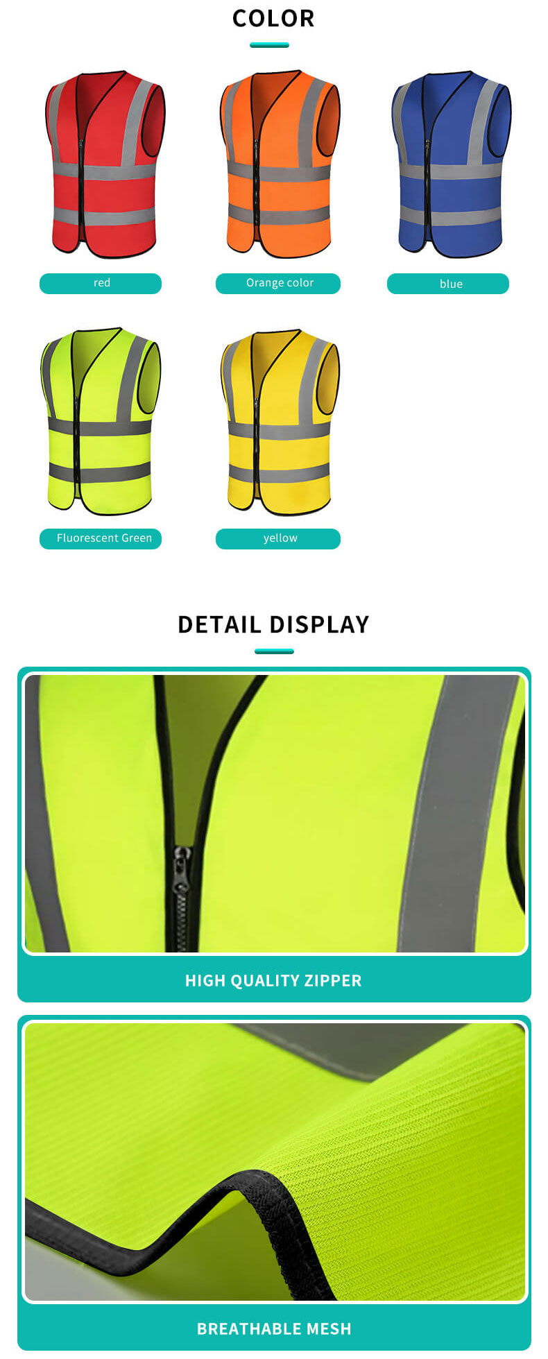 Two vertical and two horizontal high visual workwear vest10